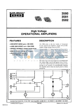 3582 datasheet - HIGH VOLTAGE OPERATIONAL AMPLIFIERS