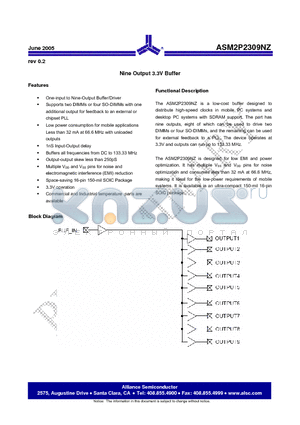 ASM5I2309NZF-08-SR datasheet - Nine Output 3.3V Buffer