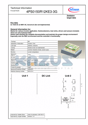 4PS0150R12KE3-3G datasheet - 2x 143A AC at 400V AC, forced air (fan not implemented)