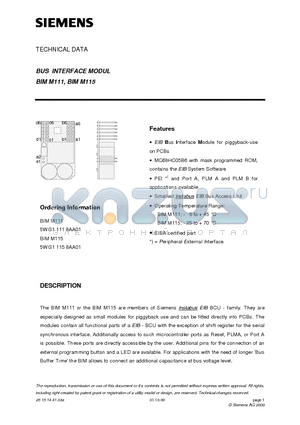 5WG11118AA01 datasheet - BUS INTERFACE MODUL