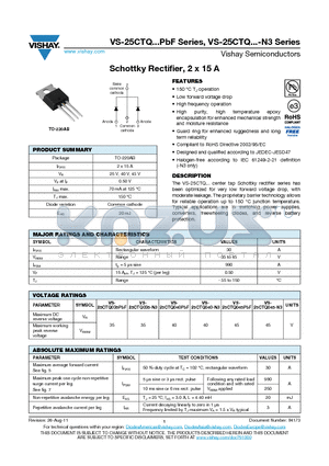 25CTQ035PBF_12 datasheet - Schottky Rectifier, 2 x 15 A