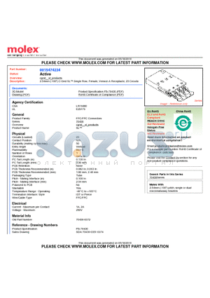 015-47-4234 datasheet - 2.54mm (.100) C-Grid SL Single Row, Female, Version A Receptacle, 23 Circuits