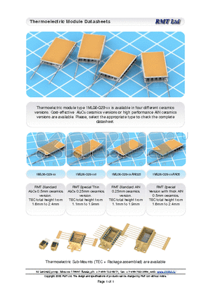 1ML06-029-05 datasheet - Thermoelectric Module