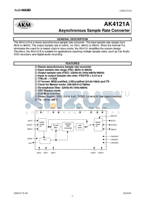 AK4121AVF datasheet - Asynchronous Sample Rate Converter