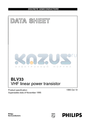 BLV33 datasheet - VHF linear power transistor