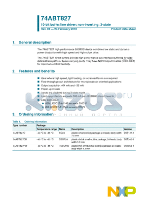 74ABT827D datasheet - 10-bit buffer/line driver; non-inverting; 3-state