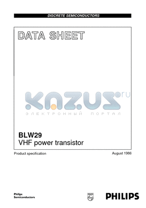 BLW29 datasheet - VHF power transistor