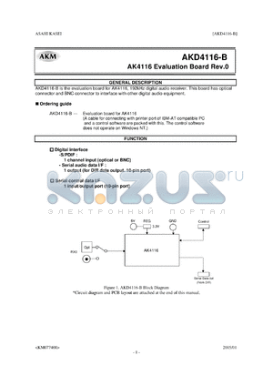 AK4116 datasheet - 192kHz digital audio receiver