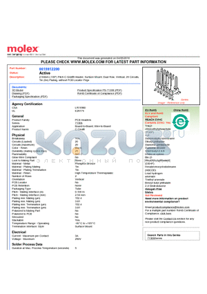 015-91-2200 datasheet - 2.54mm (.100) Pitch C-Grid^ Header, Surface Mount, Dual Row, Vertical, 20 Circuits, Tin (Sn) Plating, without PCB Locator Pegs