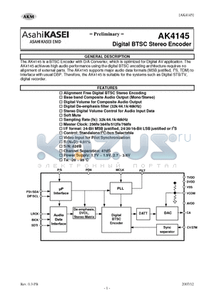 AK4145 datasheet - Digital BTSC Stereo Encoder