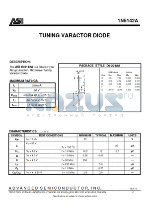 1N5142A datasheet - TUNING VARACTOR DIODE