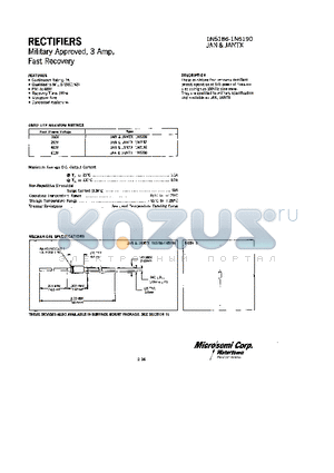 1N5186 datasheet - RECTIFIERS MILITARY APPROVED, 3AMP, FAST RECOVERY