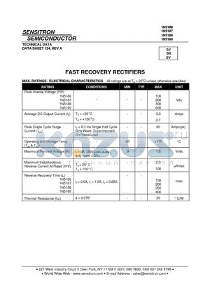 1N5186 datasheet - FAST RECOVERY RECTIFIERS