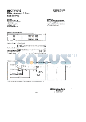 1N5189 datasheet - RECTIFIERS MILITARY APPROVED, 3AMP, FAST RECOVERY