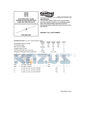 1N5190 datasheet - FAST RECOVERY, GLASS PASSIVATED SILICON RECTIFIER 3 AMP, 400 THRU 600 VOLTS