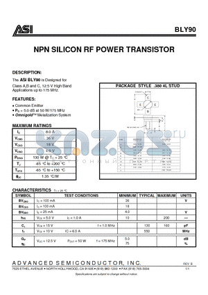 BLY90 datasheet - NPN SILICON RF POWER TRANSISTOR