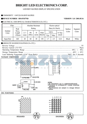 BM-07657ND datasheet - LED DOT MATRIX DISPLAY SPECIFICATION