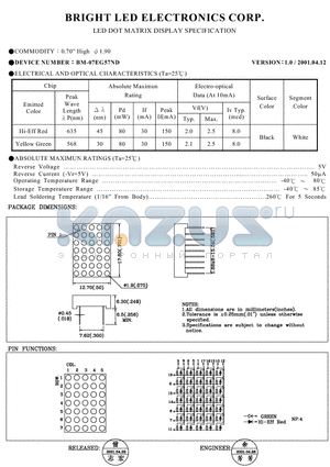 BM-07EG57ND datasheet - LED DOT MATRIX DISPLAY