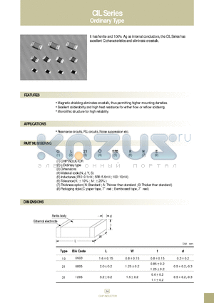 CIL21YR10MBC datasheet - It has ferrite and 100% Ag as internal conductors, the CIL Series has excellent Q characteristics and eliminate crosstalk.