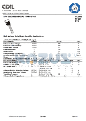 CIL2482 datasheet - NPN SILICON EPITAXIAL TRANSISTOR