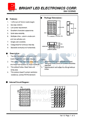 BM-10658MD datasheet - 37.5mm(1.476) matrix height 58 dot matrix display