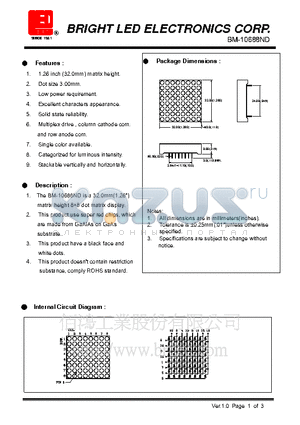 BM-10688ND datasheet - 32.0mm (1.26)matrix height 88 dot matrix display