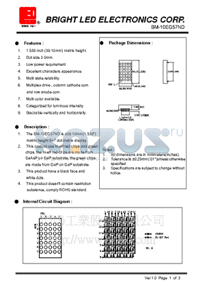 BM-10EG57ND datasheet - hi-eff red chips and green chips, the hi-eff red chips are made from GaAsP on GaP substrate, the green chips are made from GaP on GaP substrate.