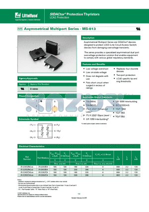 A1225UC4LXX datasheet - The series provides a specialized asymmetrical dual port overvoltage protection