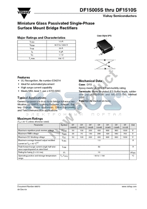 DF15005S datasheet - Miniature Glass Passivated Single-Phase Surface Mount Bridge Rectifiers