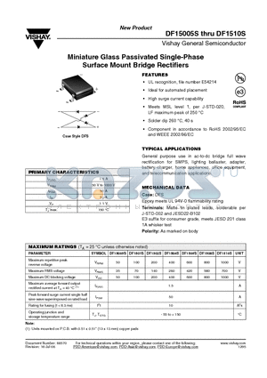 DF15005S datasheet - Miniature Glass Passivated Single-Phase Surface Mount Bridge Rectifiers