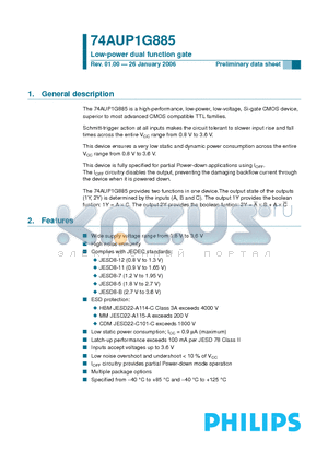 74AUP1G885DC datasheet - Low-power dual function gate