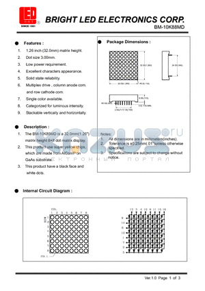 BM-10K88MD datasheet - 1.26 inch (32.0mm) matrix height Low power requirement