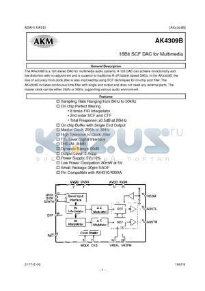 AK4309 datasheet - 16BIT SCF DAC FOR MULTIMEDIA