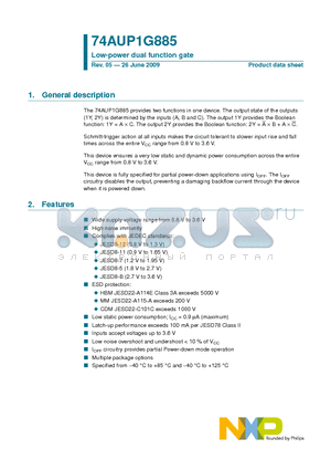 74AUP1G885GD datasheet - Low-power dual function gate