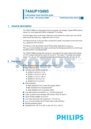 74AUP1G885GT datasheet - Low-power dual function gate