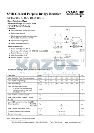 DF1501S-G datasheet - SMD General Purpose Bridge Rectifier