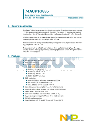 74AUP1G885GT datasheet - Low-power dual function gate