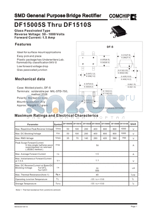 DF1502S datasheet - SMD Genenal Purpose Bridge Rectifier