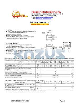 DF1502S datasheet - 1.5A BRIDGE RECTIFIERS