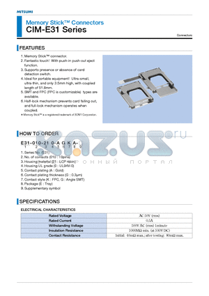 CIM-E31 datasheet - Memory Stick Connectors