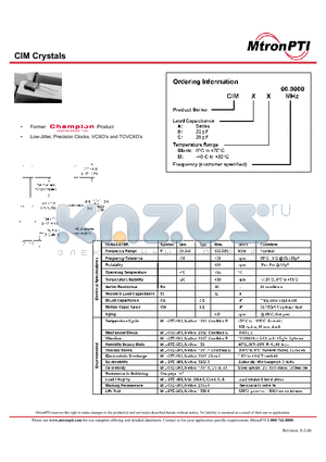 CIMBM datasheet - Crystals