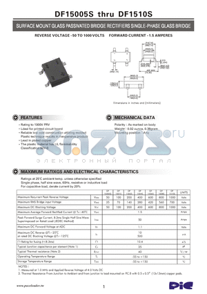 DF1506S datasheet - SURFACE MOUNT GLASS PASSIVATED BRIDGE RECTIFIERS SINGLE-PHASE GLASS BRIDGE