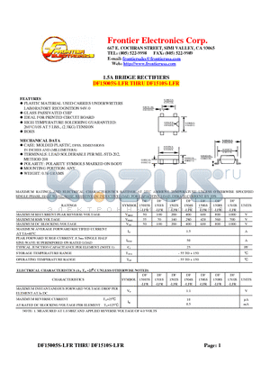 DF1506S-LFR datasheet - 1.5A BRIDGE RECTIFIERS