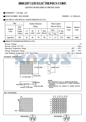 BM-12F88MD datasheet - LED DOT MATRIX DISPLAY SPECIFICATION