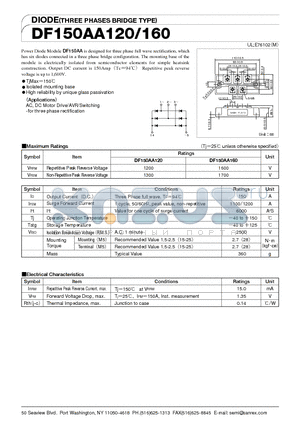 DF150AA160 datasheet - DIODE(THREE PHASES BRIDGE TYPE)