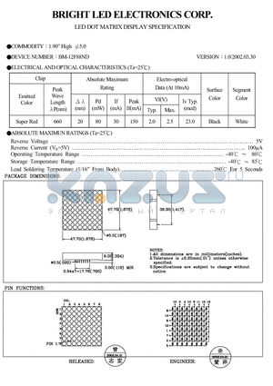 BM-12F88ND datasheet - LED DOT MATRIX DISPLAY SPECIFICATION