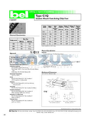 CIQ3 datasheet - Surface Mount Fast-Acting Chip Fuse