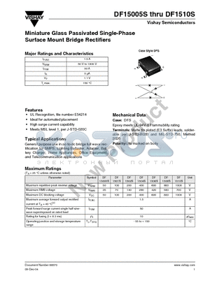 DF1510S datasheet - Miniature Glass Passivated Single-Phase Surface Mount Bridge Rectifiers