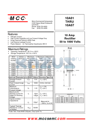 10A02 datasheet - 10 Amp Rectifier 50 to 1000 Volts