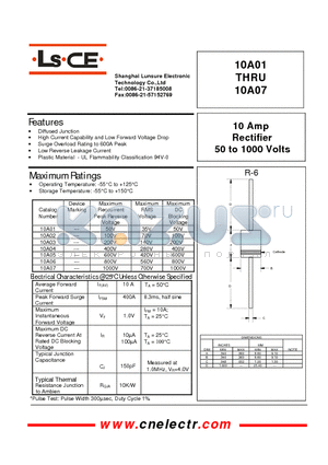 10A02 datasheet - 10Amp Rectifier 50to1000Volts